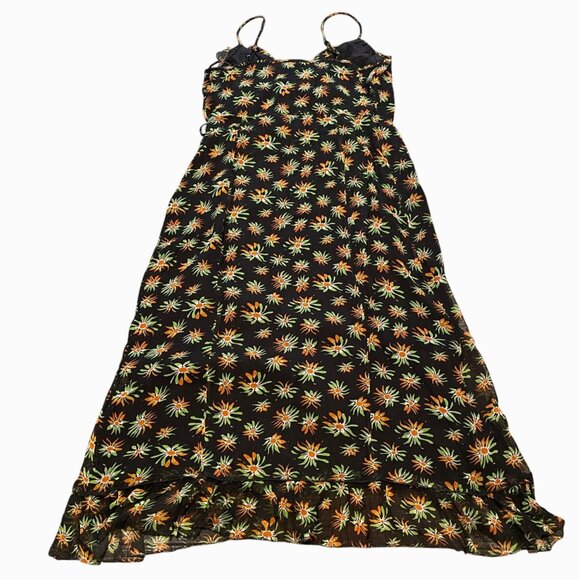 NWOT J.Crew Women's Sz 4 Flutter Wrap Dress Starburst Floral Black Multi Chiffon - Picture 11 of 16